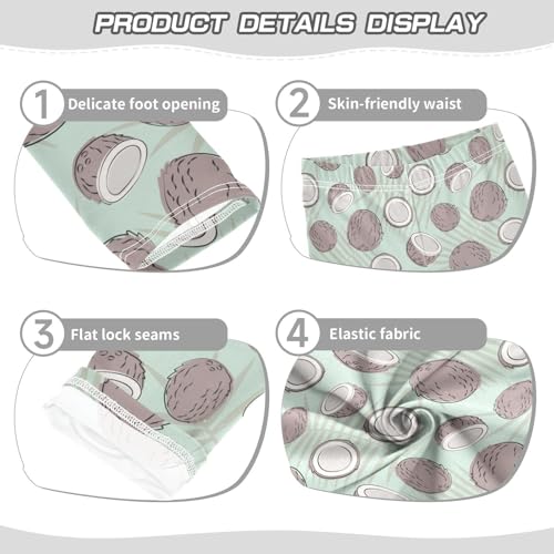 Coconut in Flat Style Girls Leggings,Workout Leggings for Girls Toddler Athletic Leggings Size for 3-10T3