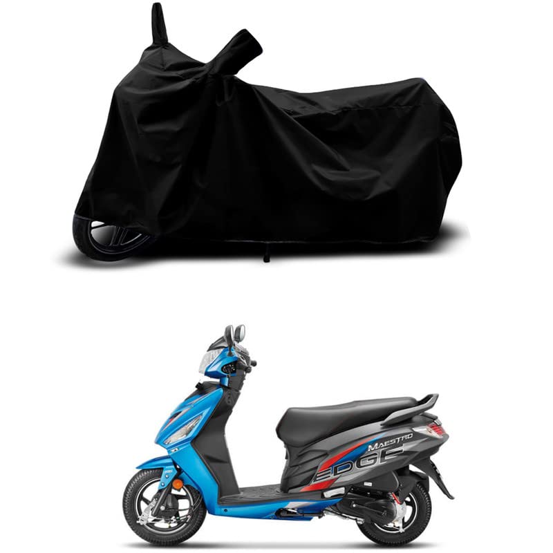 Image of 100% Scratchproof /UV-Rays /Heat Protection /Birds Dropping /Water Resistant /Dust Proof /Waterproof /Bike Scooty Two Wheeler Body Cover Compatible for Maestro Edge 110 FI All Varients[Black]
