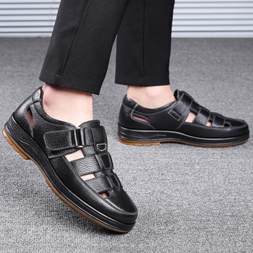 bumuam Men's Waterproof Leather Sport Sandals, Outdoor Hiking Shoes with Adjustable Straps, Closed Toe Water Sandals, Casual Lightweight Non-slip Shoes2