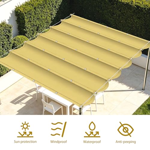 Voile ombrage 300x480 cm jaune sable imperméable pour terrasse - 4