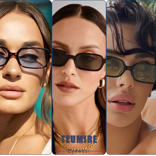 Retro Rectangular Sunglasses for Women Men 90s Trendy Square Sun Glasses Small Vintage Sunnies3