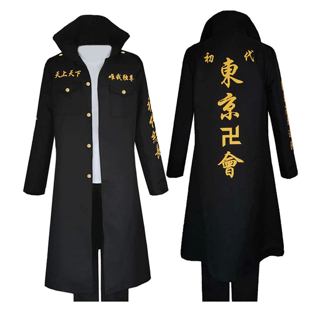 BoerMee Adult Tokyo Revengers Cosplay Manjiro Sano Cosplay Jacket Costume Black Uniform Hoodie Mikey Cloak Kimono