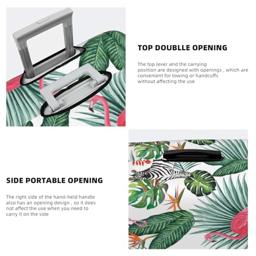 VOSERY Travel Luggage Cover - zebra Flamingo Tropical Palm leaves Washable Suitcase Covers Protector Fits 18-32 Inch Luggage3