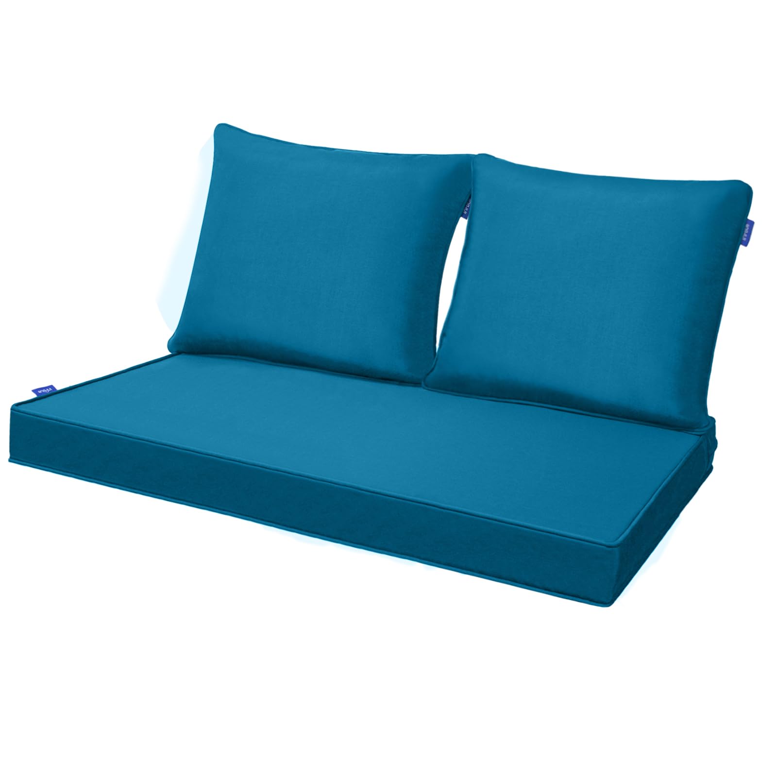 outdoor loveseat cushion set patio deep seat cushion for outdoor furniture water repellent 46'' x 26'' patio seat set for couch, bench and swing, fade resistant (pure indigo blue)