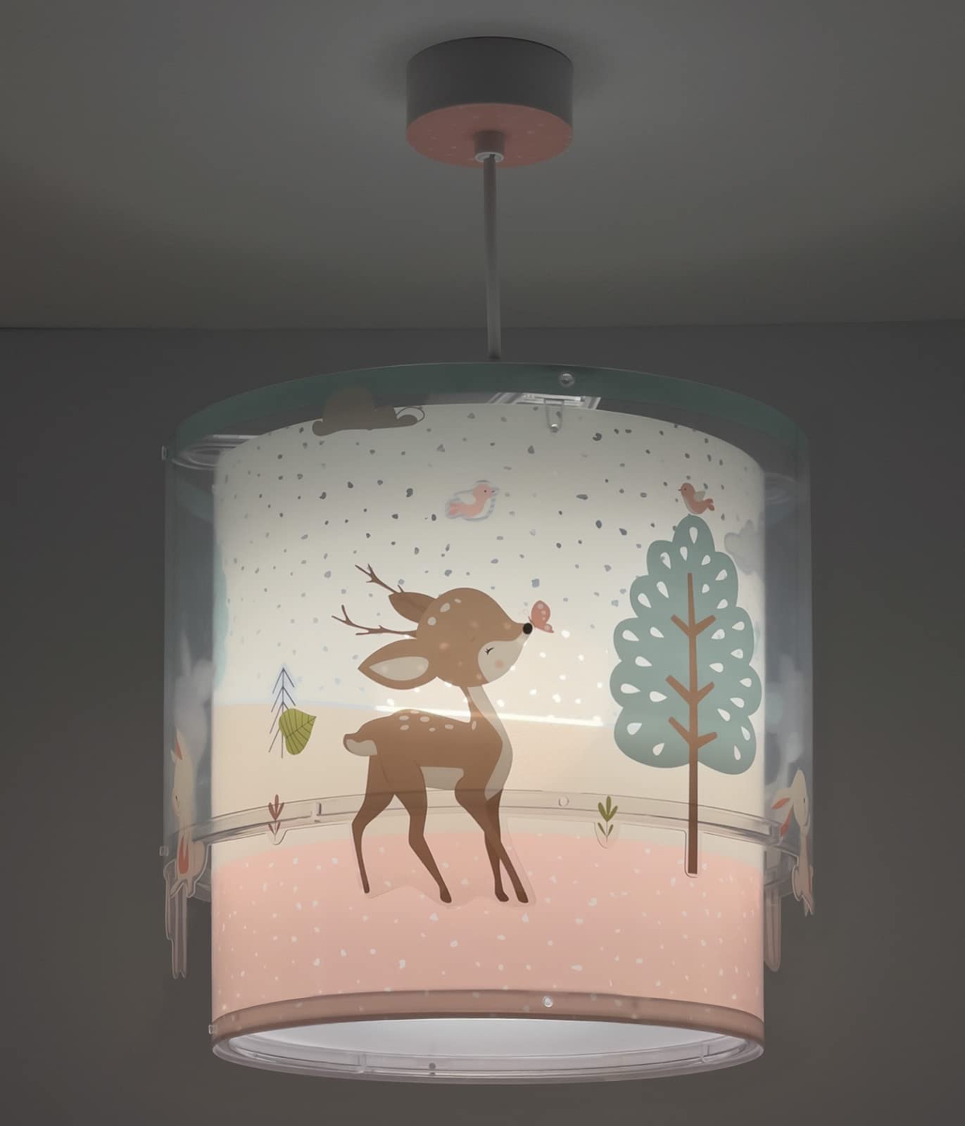 Dalber Lampada da soffitto a sospensione per Bambini Loving Deer vervo animali rosa (61272)
