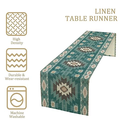 Image of Ethnic Southwestern Table Runner,Navajo Tribal Native American Boho Geometric Pattern Aztec Table Runner for Kitchen Table Dining Room Coffe 13x72 inch