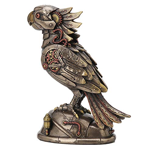 Estatua decorativa de loro cacatúa steampunk de resina miniatura 5