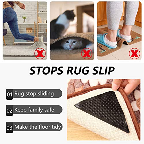 12 Pcs Rug Tape, Non Slip Rug Grippers, Reusable Washable Eco-Friendly Rug Pads for Area Rugs on Hardwood, Tile Floors, Carpets, Floor Mats, Linoleum, Wall - Thumbnail 3