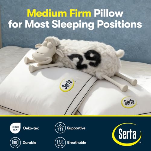 Image of Serta Hotel Bed Pillows Queen /Standard Size Set of 2 Medium Firm Support