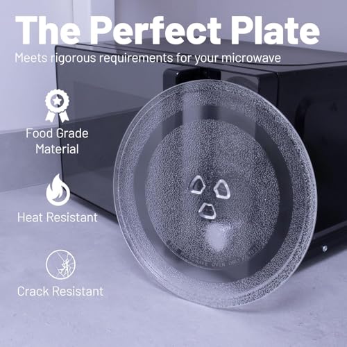 Image of Microwave Oven Glass Turntable Rotating Plate Tray Compatible with All 20 L Model - Round Heat Resistant Replacement Plate for Even Cooking and Smooth Rotation (9.5 Inch) (NOT for Samsung ONLY)