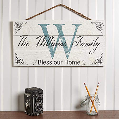 Artblox Hand Made Personalized Name Sign | 100% Real Wood Wall Decor | Customized Monogram Family Farmhouse Signs | Rustic Home Decor | Housewarming Gifts | Anniversary Wedding Gift - (21" X 10.5") #TOP1