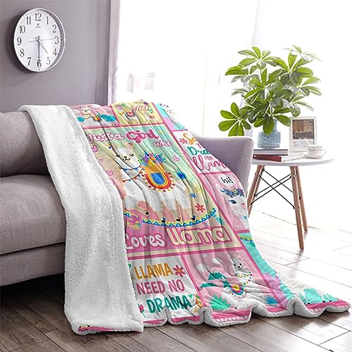 Peakman Llama Blanket,Llama Gifts For Women Men Girls Throw Blanket,Gifts For Llama Lovers Blanket,Llama Lover Gifts For Girls,Warm Soft Cozy Plush Llama Blanket For Bed Couch 50"X 60 Inch thumb #4