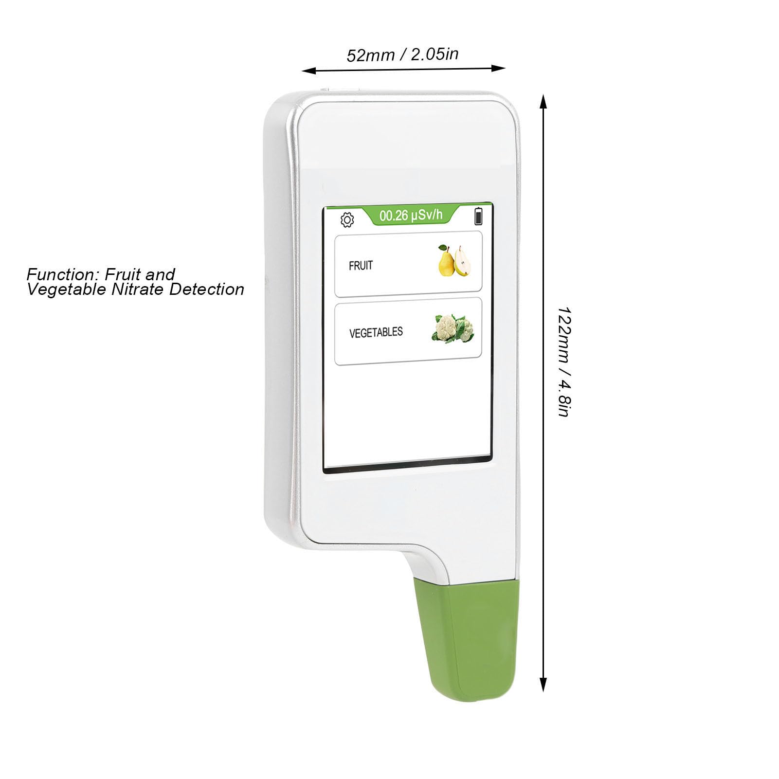 Generic Probador de Nitrato de Mano, Resultado Rápido, Detector de Nitrato de Alimentos para Frutas y Verduras, 0-9999 Mg/kg, Blanco