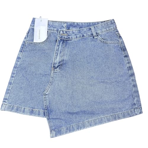 QUKURUWU Half Skirt Polka dot Short Denim Skirt for Women in Summer, high Waist, Slim and Split ins, Hip Hugging A-line Short Skirt Blue