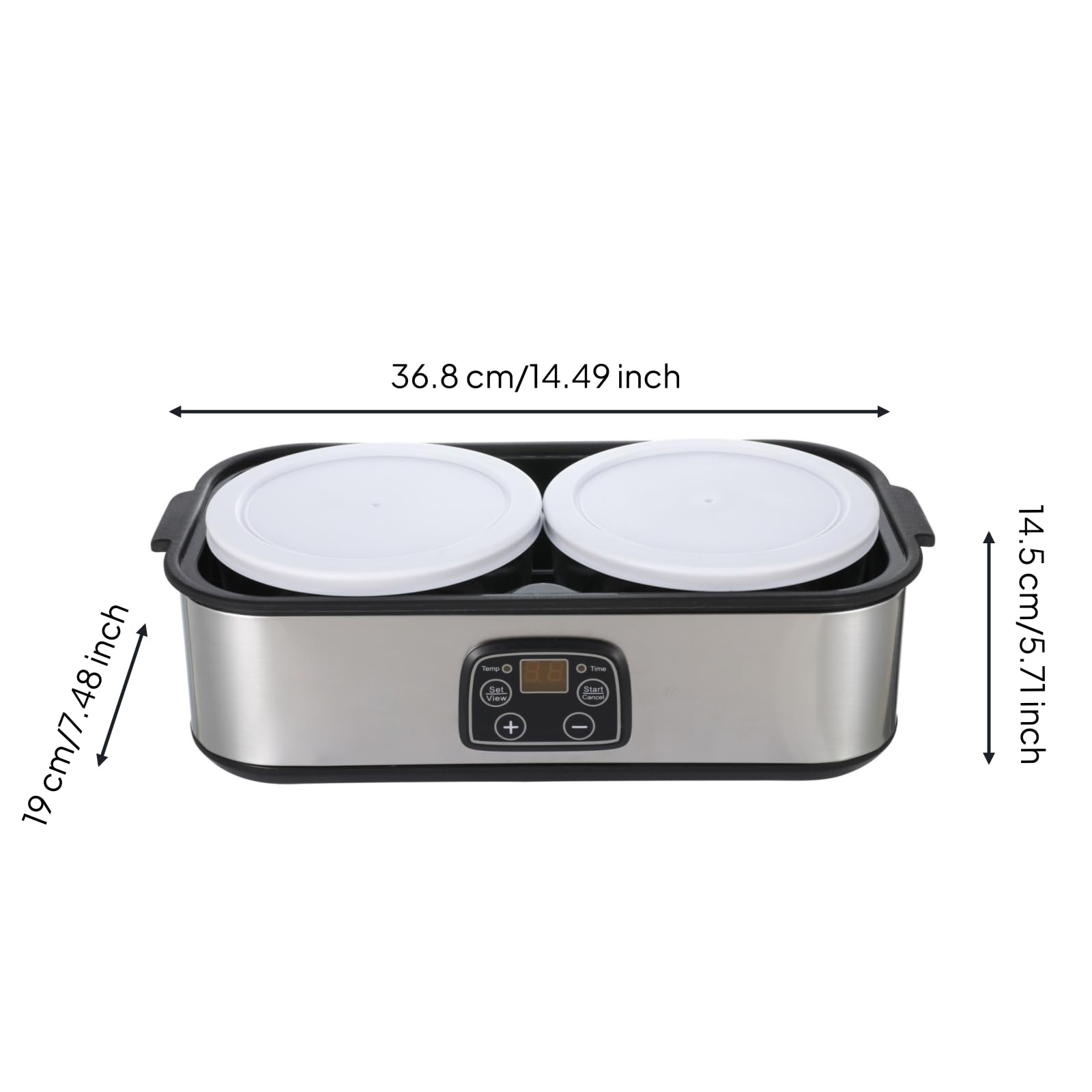 Yogurtera Eléctrica Yogurtera Máquina Fermentadora Aparato de Cocina Tarros de Vidrio Reutilizables Control Preciso de Panel Transparente LED Adecuada