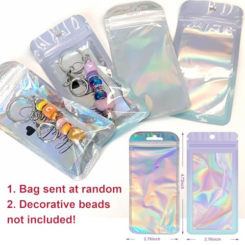 Image of 42 /84 /126 Pcs Beadable Keychain Bars Bulk Blank DIY Beaded Keychain Making Supplies with Bag Thank You Card