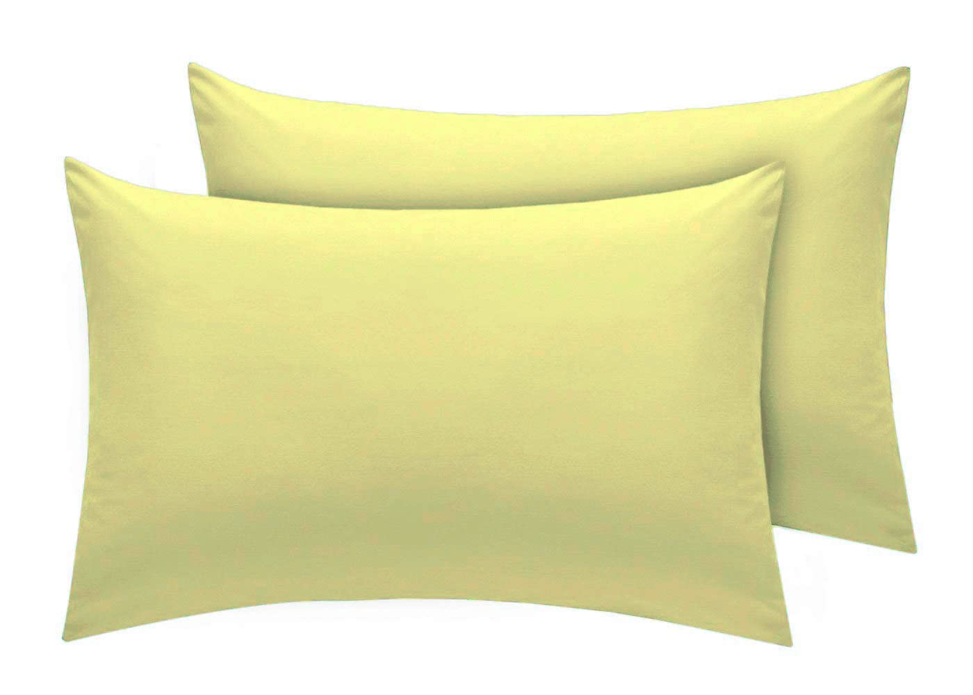 Amigozone Lemon New 2 X Pillow Cases Housewife Plain Cover Polycotton Bedroom Luxury Pair Pack (Lemon)