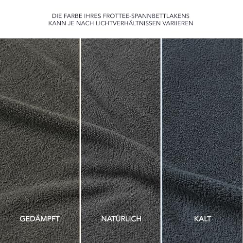 Dreamzie Spannbettlaken 200x200 Anthrazit - Frottee 80% Baumwolle, Oeko-Tex – Ansicht 6