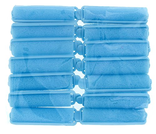 Soft Foam Cushion Hair Styling Rollers, Curlers 5 Sizes, 4 Colors (Small 5/8" - 14 Piece, Blue)