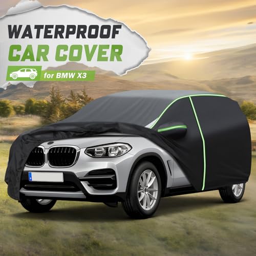 Image of Mixsuper Liner Car Cover for BMW X3 2003-2026, 7 Layers Waterproof Car Cover Accessories for X3 with Zipper Door, Windproof Straps, Reflective Strips, Anti-UV, All Weather