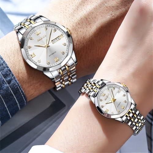 Image of OLEVS Automatic Mens Watches Self Winding Mechanical Business Luxury Dress Wrist Watch Stainless Steel Waterproof Luminous Day Date