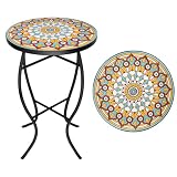 VCUTEKA Mosaic Outdoor Side Table - Small Patio Table Coffee Outside Accent...