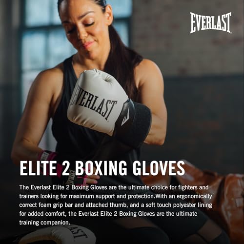 Image of Everlast Elite 2 Boxing Gloves | Pro Training & Heavy Bag Gloves | Men & Women | Ventilated Palm | Multi-Layer Protection | Red, 14 oz
