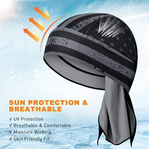 Image of YANIKY Bandanas Skull Caps for Men, Women Skull Cap Helmet Liner Cycling Hat Durags Motorcycle Bandana Sweat Wicking Do Rag