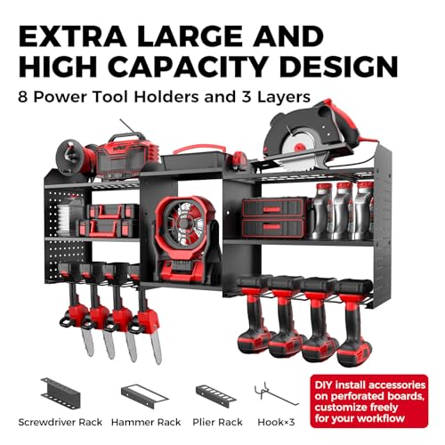 Huwaile 8 DRILL POWER TOOL ORGANIZER Power Tool Organizer Wall Mount thumb #2