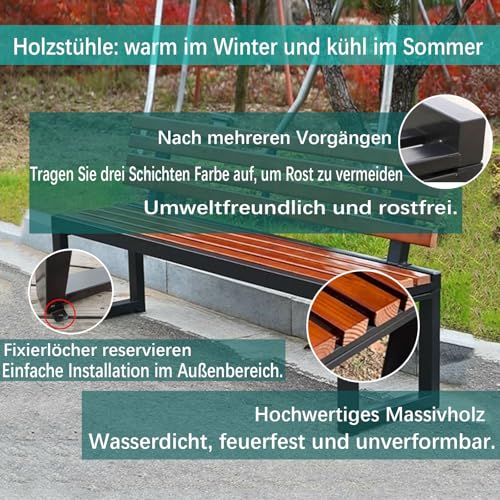 Mueble de madera de acero y negro para jardin con acabado premium resistente de 3 plazas 5