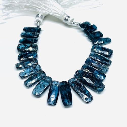 Natural Indigo Kyanite chinklet Smooth Beads 13X5 17X6 mm 4 inch Long String Jewelry Making Gemstone Beads for Necklace Bracelet