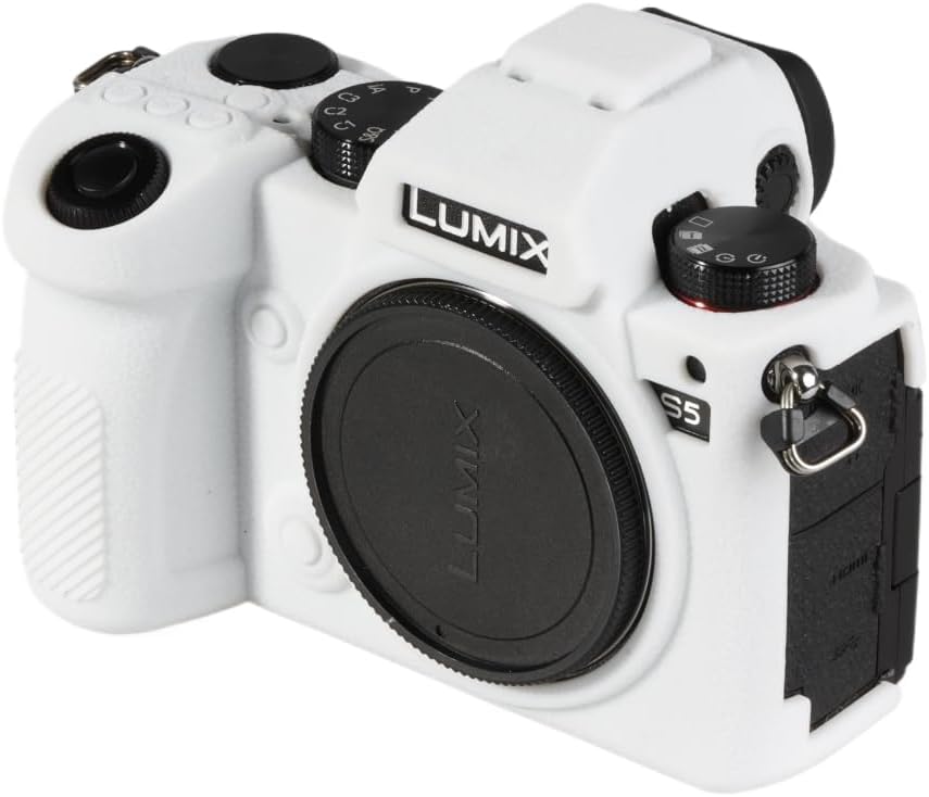 Camera Case for Panasonic Lumix S5 - Protective Silicone DSLR Skin Cover, Detachable Cage, Shockproof, Dustproof (White)