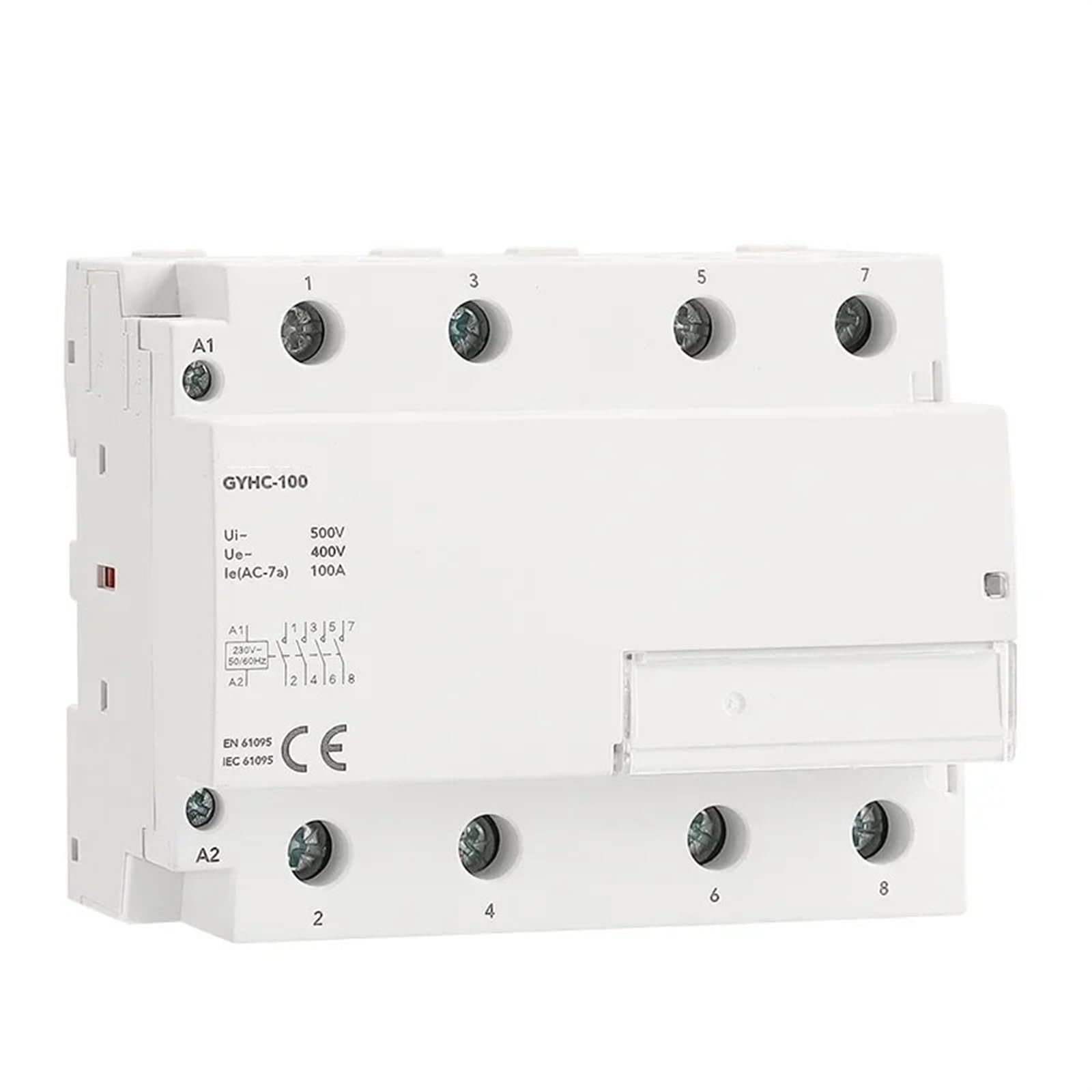AVSBBYEPS 4Pole 100A Modular Contactor 4NO 2NO2NC 3NO1NC 220V 110V 24V Automatic Household Din Rail Type 1Pcs(4P 100A 3NO1NC 230AC)