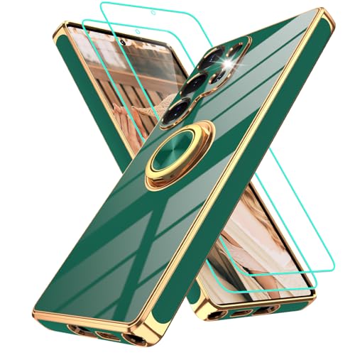Coque silicone souple Samsung S25 Ultra vert et or au design élégant