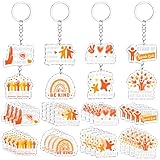 HCEWSBFD 32 Pcs Anti Bullying Awareness Keychain Against Bullying Acrylic Keychains Stand up Stop Bullying Speak Out Keyring, Orange