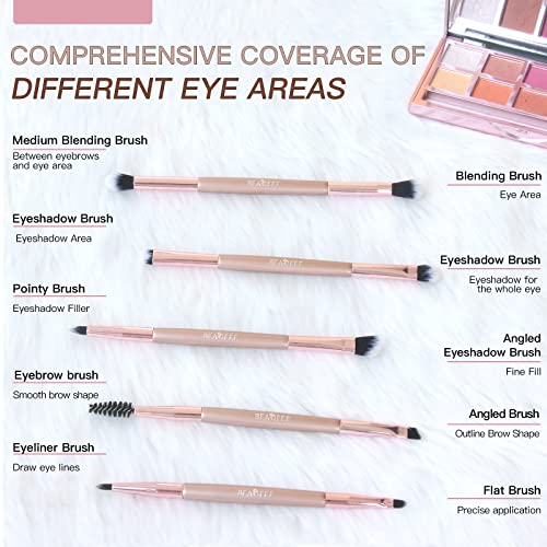 Eyeshadow Brush Set Double Sided Make Up Brushes Eyeshadow 5 Pcs Eyeliner Brush For Makeup,Professional Eye Shadow Blending Concealer Eyebrow Eyelash Eye Liners Premium Synthetic Eye Makeup Brushes（Rose Gold) #TOP1
