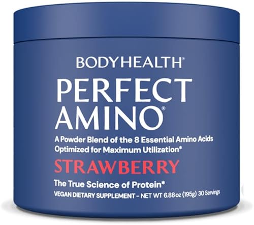 BodyHealth PerfectAmino XP Strawberry 30 porciones la mejor bebida de recuperación antes y después del entrenamiento suplemento energético de 8