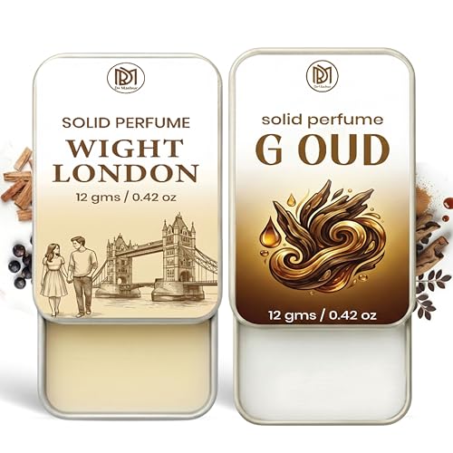Image of Dr.Mashur Solid Perfume |wight london&G oud Alcohol Free Wax Perfume Balm, Long Lasting | Pocket Tin 12g, Pack Of 2| Non Greasy Smooth Glide, Travel Friendly Men And Women