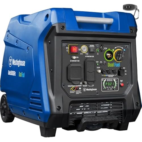 Westinghouse 5000 Peak Watt Super Quiet Dual Fuel Portable Inverter Generator, Remote Electric Start, Gas & Propane Powered, RV Ready, CO Sensor, Parallel Capable