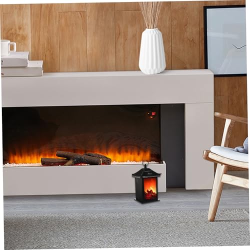 Mini chimenea de escritorio LED farol sin llama con puerto USB y asa portátil 7