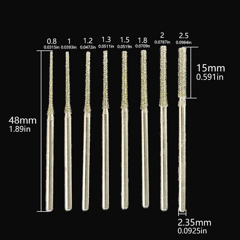 Jade Drill bit, Ceramic Tile Hollow Repair Drill bit, Emery Drill Tool, Rotary Tool Shape Diamond Drill Bits Rotary Diamond Burr Set Punch Drill bit Tool, 8-piece Set