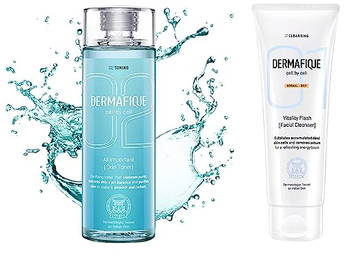 Dermafique All Important Skin Toner, Aqua Marine, 150ml & Dermafique Vitality Flash Facial Cleanser, 100ml For Rs. 293 @ 61 %