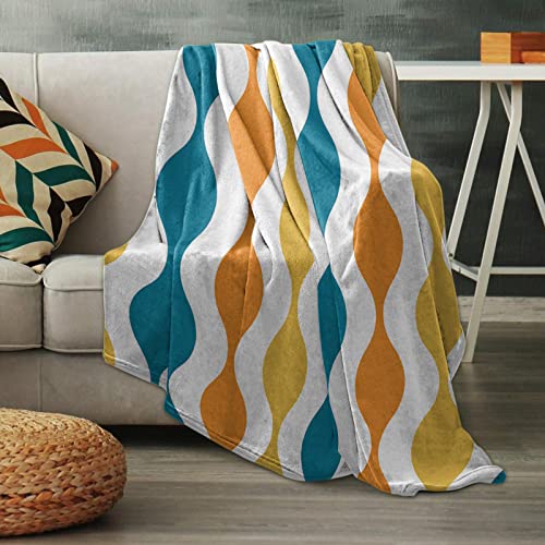 Modern Vintage Geometric Wavy Stripe Throw Blankets for Sofa Couch Bed Decorative Mid Century Boho Colorful Drop Shapes… - Image 6
