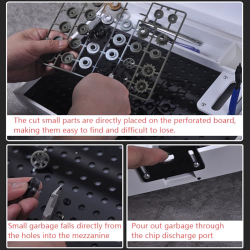 Banco da lavoro portatile per modellismo, postazione di lavoro di precisione con luce a LED e lente d'ingrandimento, per assemblaggio e costruzione di hobby