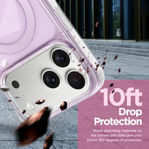 Image of Magnetic Case for iPhone 17 Pro Max [Compatible with Magsafe] [Anti-Yellowing] [1 Screen Protector] Shockproof Slim Iridescent Sparkly Case for iPhone 17 Pro Max 6.9 inch 2025, Pink