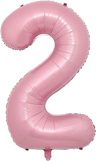 40 Inch Giant Pink Numbers Digit 0-9 Baby Shower Birthday Party Decorations Supplies Helium Foil Mylar Number Balloon Banner (40 inch Pink 2)