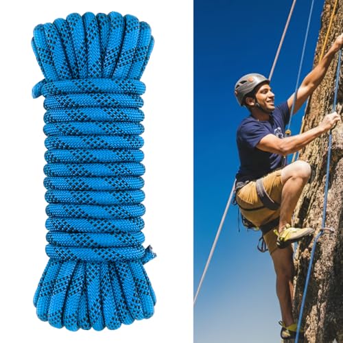 Image of White Tech Premium (10.5mm 10Mtr) Rock Climbing Static Rope Nylon 23 KN Breaking High Strength Industrial Safety Rope, Hiking Climbing Fire Escape Rappelling Mountaineering Construction