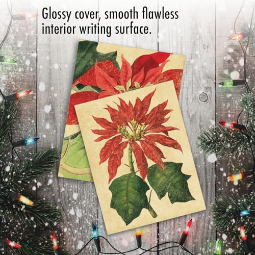 Image of The Best Card Company - 10 Holiday Note Cards for Christmas - Festive Bulk Assortment, Boxed Notecards with Envelopes (4 x 5.12 Inch) - Poinsettia Season M9628XSG