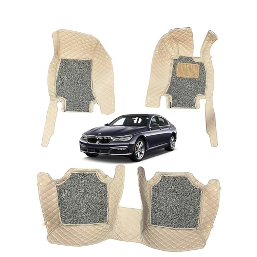 Image of Capdell 7D Car Floor Mats for BMW GT 3 || Luxury Leather Double Car Floor Mat Complete Set || 100% Waterproof and Washable || Color :- Beige