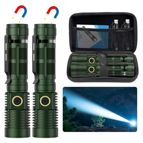 Hoxida K2301 FLASHLIGHT Small Tactical Flashlights 20000 High Lumens - 1500 Meters Long Beam Super Bright Led Magnetic Flashlight Usb Rechargeable Zoomable 5Modes Long Beam Spotlight Flashlight cover